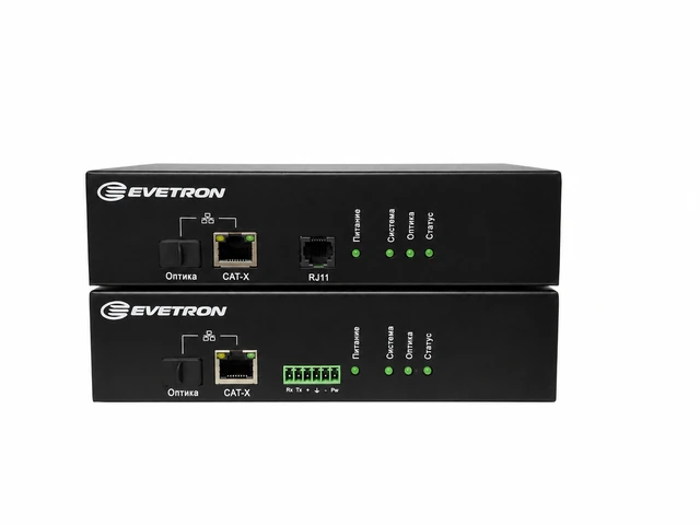 Evetron LHFC 1U2AR-RED-SK-SW — передние панели передатчика и приёмника