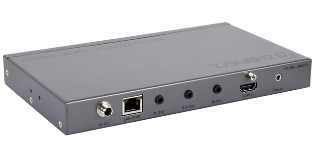 Gefen EXT-UHD-LANS-TX — передатчик 4K HDMI over IP, вид под углом